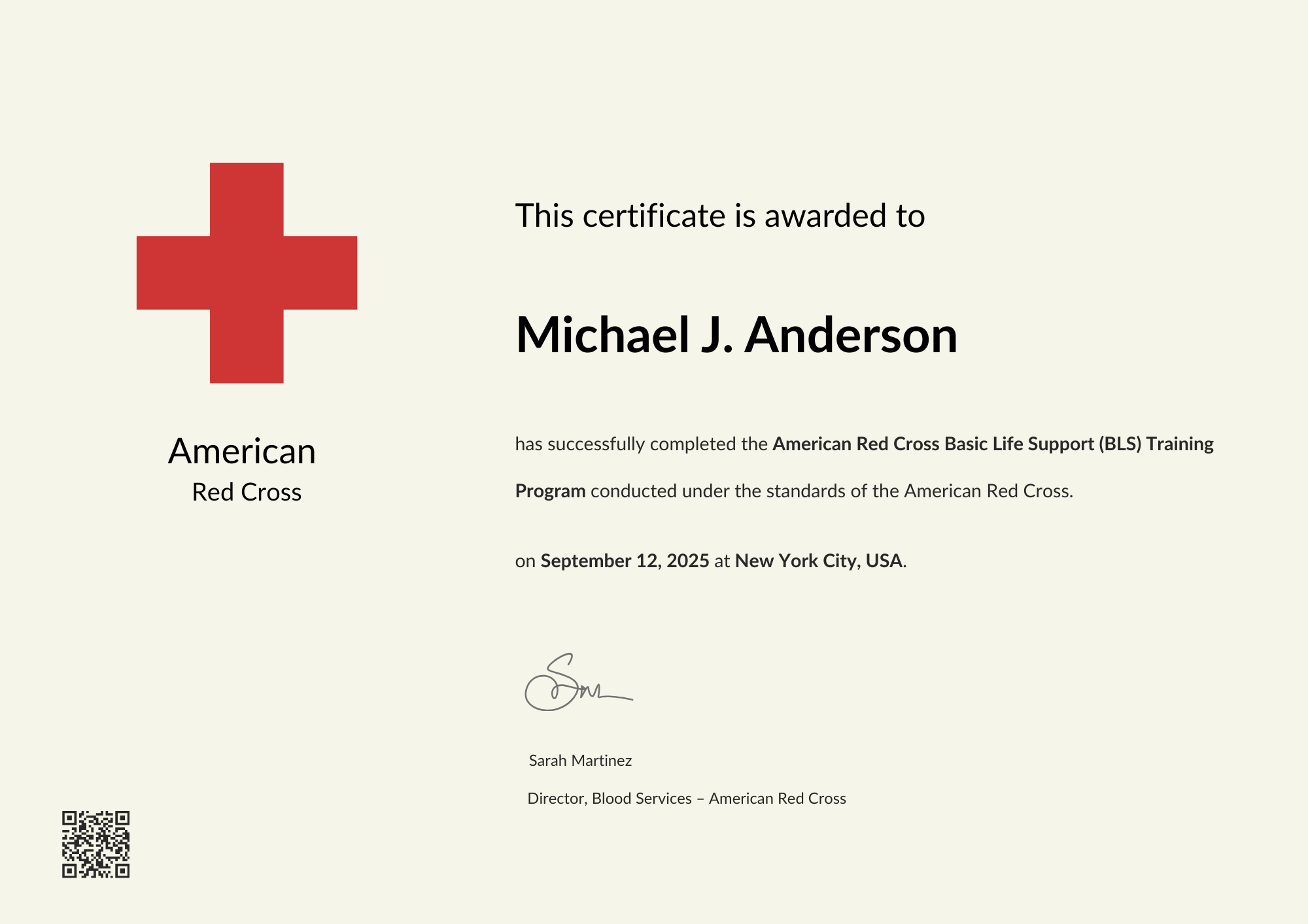 Modern Cream-Tone Red Cross Certificate of Completion Template
